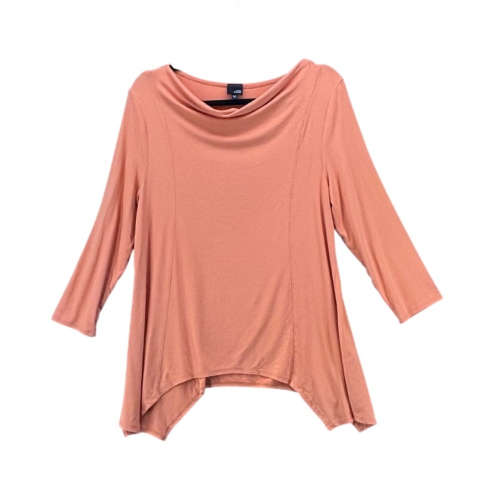 Lisa Bayned Drapey Cowl Necck Tunic M Asymeetrical Hem Relax Oversized Casual
